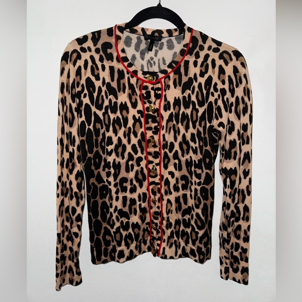 Escada Leopard Print Cardigan